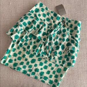 Anthropologie Chic Green Patterned Midi Skirt